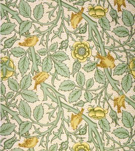 Diseño de papel tapiz de aves de William Morris